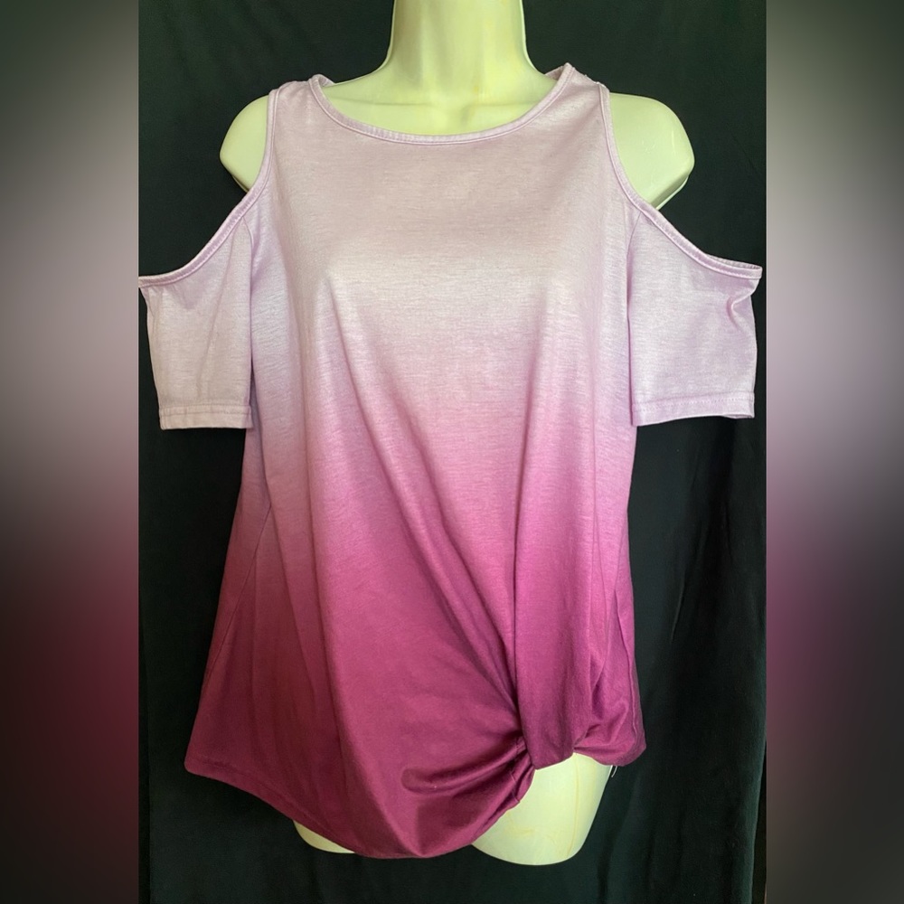 Purple ombré open shoulder t-shirt, Sz. Medium, NWOT